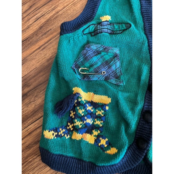 Vintage Birch Bros Scottish Scottie Dog PS Sweater Vest Bagpipe Embroidered - Picture 5 of 7